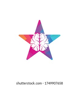Diseño del logo de la forma de estrella cerebral. Pensamiento de la potencia de la lluvia de ideas cerebro Icono del logotipo