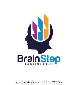 brain step logo icon head mind with color