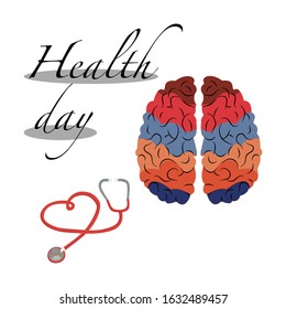 Brain and Stethoscope health day vector 