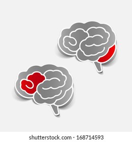 brain sticker, realistic design element