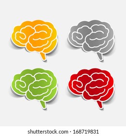 brain sticker, realistic design element