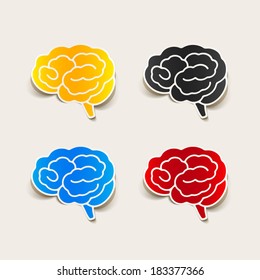 brain sticker, realistic design element