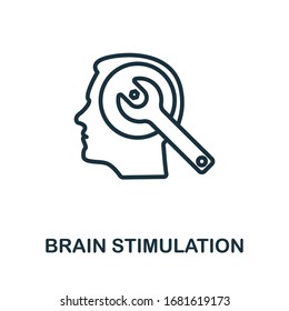 Brain Stimulation icon. Simple line element from biotechnology icons collection. Outline Brain Stimulation icon for templates, software and infographics.