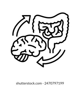 Brain and stomach line black icon. Sign for web page, mobile app, button, logo. Vector isolated button. Editable stroke.