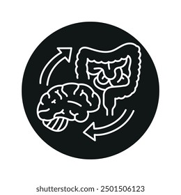 Brain and stomach line black icon. Sign for web page, mobile app, button, logo. Vector isolated button. Editable stroke.