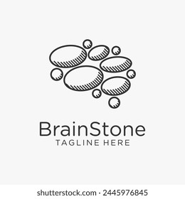 Ilustración de diseño de logotipo de piedra cerebral
