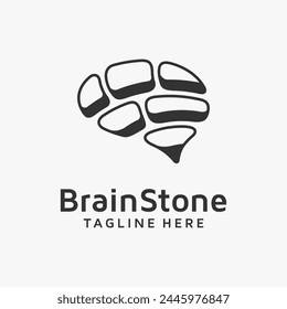 Brain stone logo design illustration