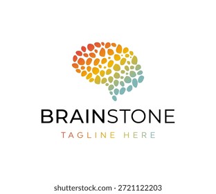 Brain stone logo design vector