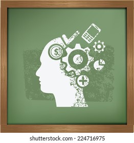 Diseño de tormentas cerebrales sobre fondo de pizarra,vector