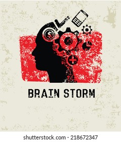 Brain storm grunge symbol,grunge vector