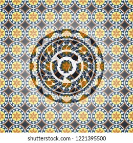 brain storm icon inside arabesque badge. arabic decoration.
