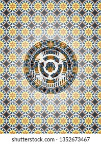 brain storm icon inside arabesque emblem background. arabic decoration.