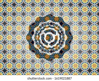 brain storm icon inside arabesque emblem. arabic decoration.
