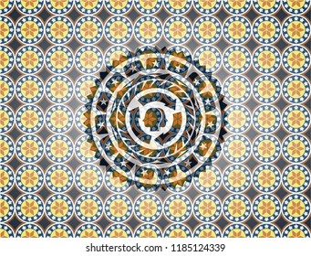 brain storm icon inside arabic emblem. Arabesque decoration.