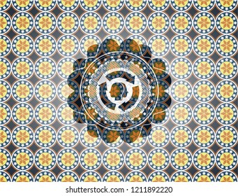 brain storm icon inside arabic emblem background. Arabesque decoration.