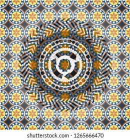 brain storm icon inside arabic badge background. Arabesque decoration.