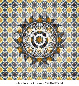 brain storm icon inside arabic emblem background. Arabesque decoration.