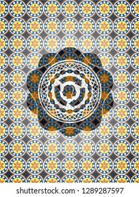 brain storm icon inside arabic emblem background. Arabesque decoration.