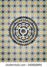brain storm icon inside arabic badge. Arabesque decoration.