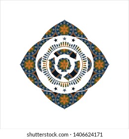 brain storm icon inside arabic emblem background. Arabesque decoration.