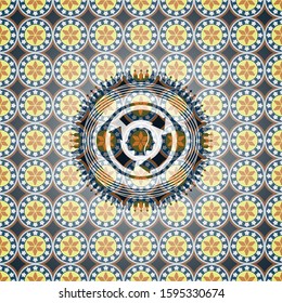 brain storm icon inside arabic emblem background. Arabesque decoration.