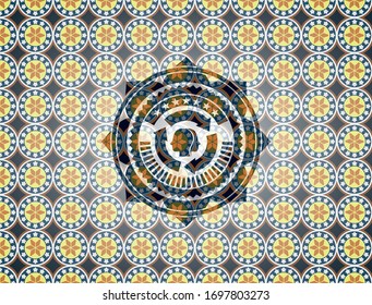 icono de la tormenta cerebral dentro del fondo del emblema árabe. Decoración árabe.