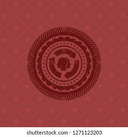 brain storm icon inside badge with red background