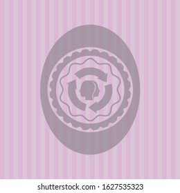 brain storm icon inside badge with pink background