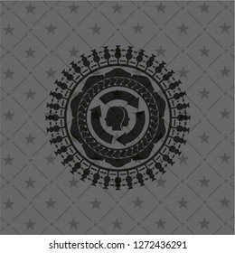 brain storm icon inside black emblem. Vintage.