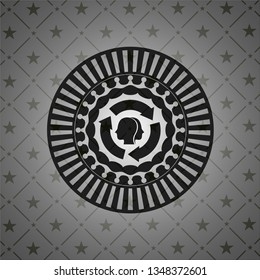 brain storm icon inside black badge