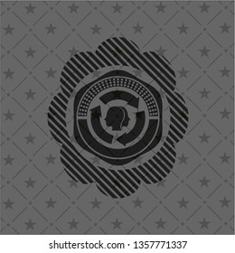 brain storm icon inside black emblem. Vintage.
