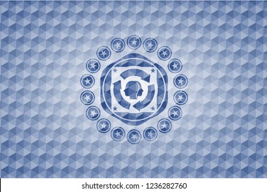 brain storm icon inside blue hexagon badge.