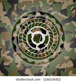 brain storm icon inside camo emblem