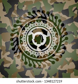 brain storm icon inside camo emblem