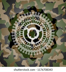 brain storm icon inside camouflage emblem