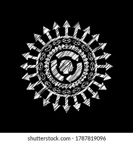 icono de la tormenta cerebral dentro del emblema de la pizarra escrito en una pizarra. 