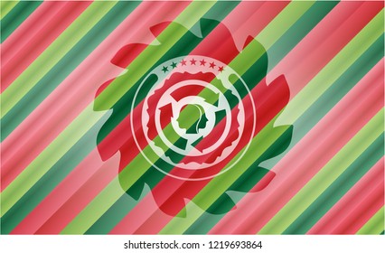 brain storm icon inside christmas emblem background.
