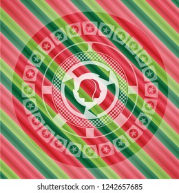 brain storm icon inside christmas colors emblem.