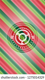 brain storm icon inside christmas colors badge.