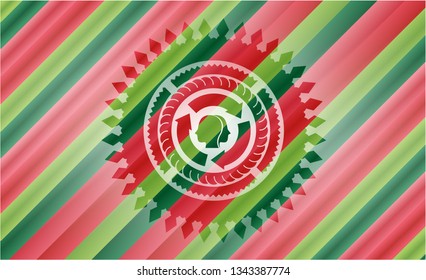 brain storm icon inside christmas colors emblem.