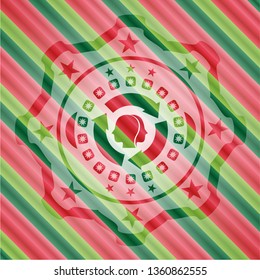 brain storm icon inside christmas colors emblem.
