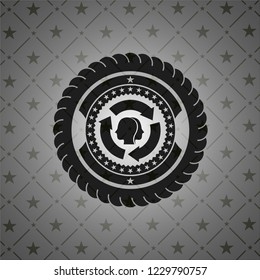 brain storm icon inside dark badge or emblem