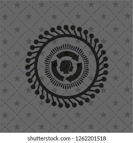 brain storm icon inside dark emblem. Retro