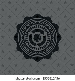 brain storm icon inside dark emblem