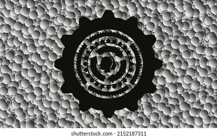 Hirnsturmsymbol in dunklem Emblem mit Blasenhintergrund. Vektorgrafik. Detaillierte Angaben. 