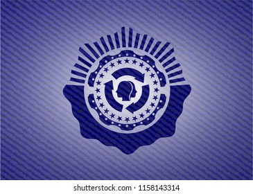 brain storm icon inside emblem with jean high quality background