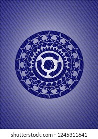 brain storm icon inside emblem with jean high quality background