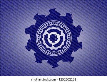brain storm icon inside emblem with jean high quality background