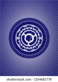 brain storm icon inside emblem with denim texture