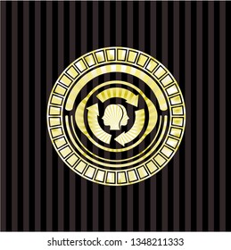 brain storm icon inside gold shiny emblem
